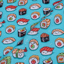 Aqua Color Digital Quirky Prints Cotton Poplin Fabric