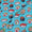 Aqua Color Digital Quirky Prints Cotton Poplin Fabric