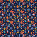 Navy Blue Color Digital Quirky Prints Cotton Poplin Fabric
