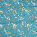 Aqua Sky Color Digital Floral Prints Cotton Poplin Fabric