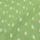 Pistachio Colour Machine Work Small Floral Butti Cotton Linen Fabric