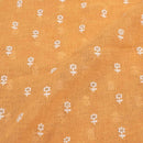 Apricot Orange Colour Machine Work Small Floral Butti Cotton Linen Fabric