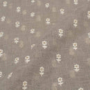 Smoke Grey Colour Machine Work Small Floral Butti Cotton Linen Fabric
