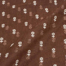 Brown Colour Machine Work Small Floral Butti Cotton Linen Fabric