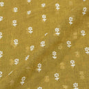 Olive Gold Colour Machine Work Small Floral Butti Cotton Linen Fabric