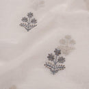 Dyeable  Thread Embroidered Poly Chanderi Feel Fabric 