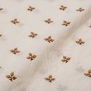 Off White Color Thread Embroidered Mal Type Cotton Fabric