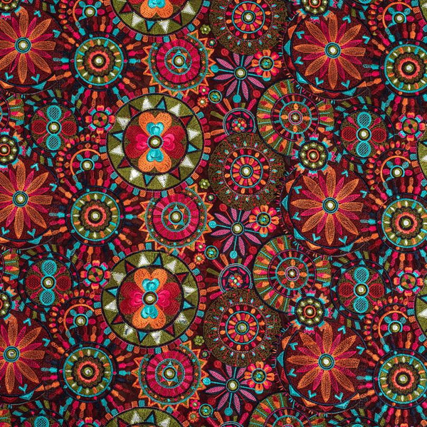 Plum Colour Multi Thread Work Embroidered Georgette Fabric