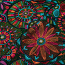 Green Colour Multi Thread Work Embroidered Georgette Fabric