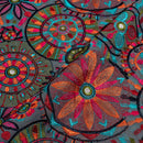 Grey Colour Multi Thread Work Embroidered Georgette Fabric