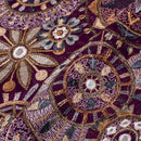 Purple Colour Thread Work Embroidered Georgette Fabric
