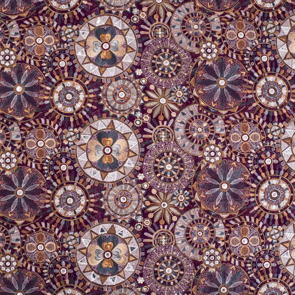 Purple Colour Thread Work Embroidered Georgette Fabric