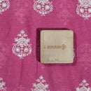 Crimson Pink Colour Machine Thread and sequins Embroidered Cotton Linen Fabric