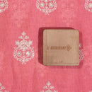 Peach Pink Colour Machine Thread and sequins Embroidered Cotton Linen Fabric