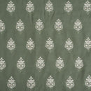 Shale Green Colour Machine Thread and sequins Embroidered Cotton Linen Fabric