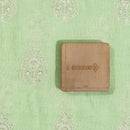 Pastel Green Colour Machine Thread and sequins Embroidered Cotton Linen Fabric