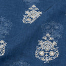 Blue Horizon Colour Machine Thread and sequins Embroidered Cotton Linen Fabric