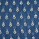 Blue Horizon Colour Machine Thread and sequins Embroidered Cotton Linen Fabric