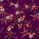 Purple Colour Tikki and Thread Work Embroidered Georgette Fabric