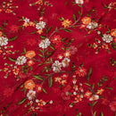 Red Colour Tikki and Thread Work Embroidered Georgette Fabric