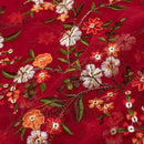 Red Colour Tikki and Thread Work Embroidered Georgette Fabric