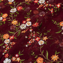 Maroon Colour Tikki and Thread Work Embroidered Georgette Fabric