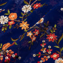 Royal Blue Colour Tikki and Thread Work Embroidered Georgette Fabric