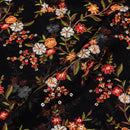 Black Colour Tikki and Thread Work Embroidered Georgette Fabric