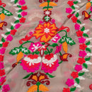 Off White Colour Multi Thread Embroidered Georgette Fabric