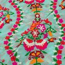 Pista Green Colour Multi Thread Work Embroidered Georgette Fabric