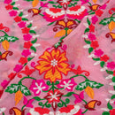 Pink Colour Multi Thread Work Embroidered Georgette Fabric