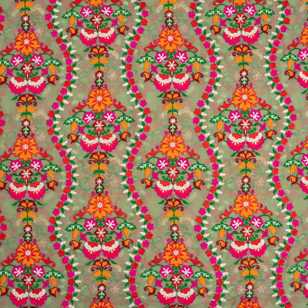Laurel Colour Multi Thread Work Embroidered Georgette Fabric