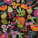 Black Colour Multi Thread  Embroidered [Area 40 inches]Georgette Fabric 