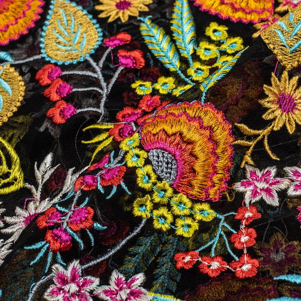 Black Colour Multi Thread  Embroidered [Area 40 inches]Georgette Fabric