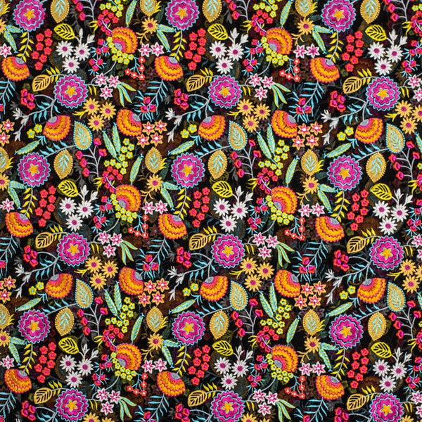 Black Colour Multi Thread  Embroidered [Area 40 inches]Georgette Fabric