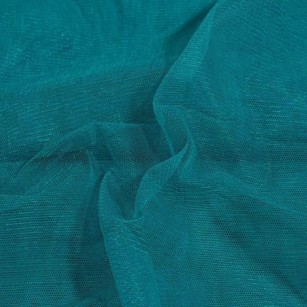 Peacock Blue Colour Dyed Mono Net Fabric 48 inch Width