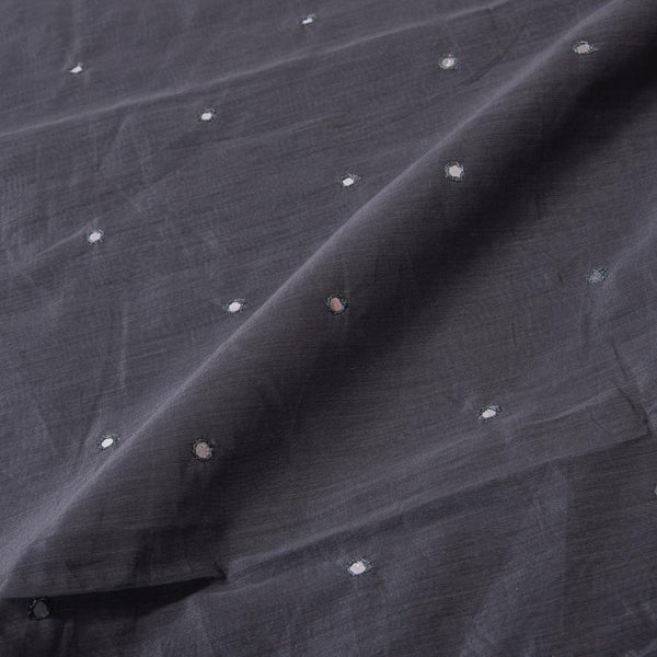 Grey Colour Artificial Mirror Embroidered Chanderi Fabric Cut Of 0.75 Meter