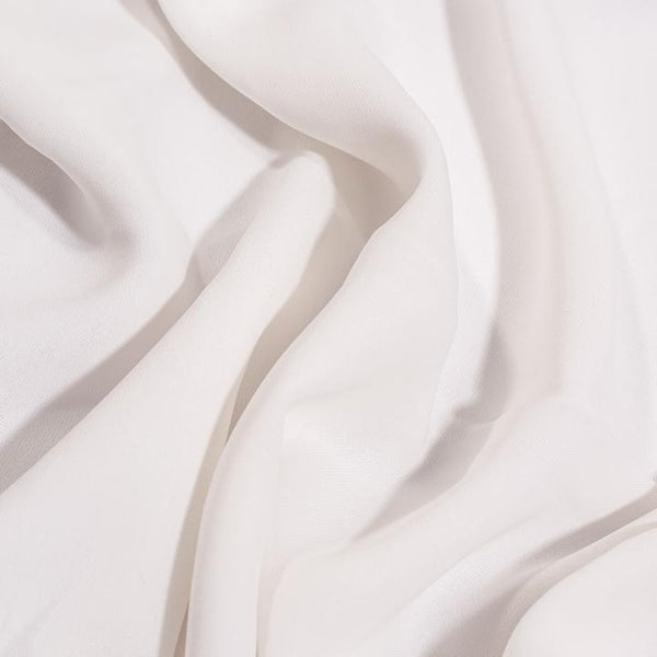 White Colour Rayon Feel Flowy Polyester Fabric