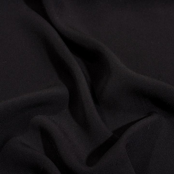 Black Colour Rayon Feel Flowy Polyester Fabric