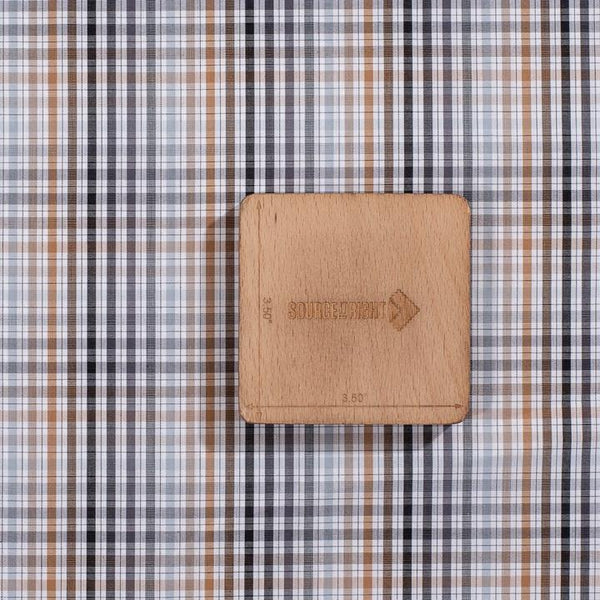 Grey Beige Colour Checks Cotton Shirting Fabric 56 inch Width