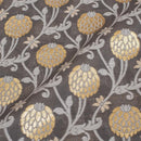 Grey Colour Gold Alfi Jaal Chanderi Silk Feel Banarasi Brocade Fabric 