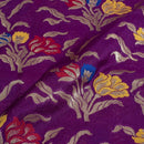 Deep Purple  Colour Gold Floral  Katan Silk Feel Banarasi Brocade Fabric 