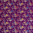 Deep Purple  Colour Gold Floral  Katan Silk Feel Banarasi Brocade Fabric 