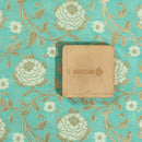 Pistachio Colour Gold Floral Jaal Design Chanderi Silk Feel Banarasi Brocade Fabric 