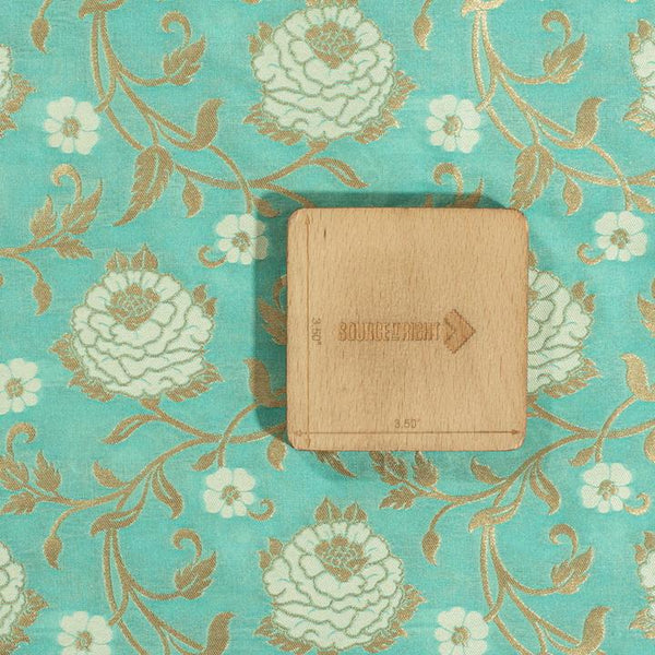 Pistachio Colour Gold Floral Jaal Design Chanderi Silk Feel Banarasi Brocade Fabric 