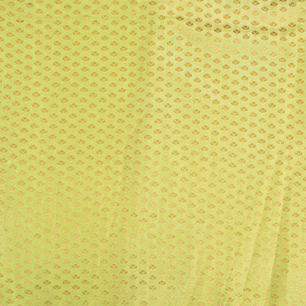 Pistachio Colour Gold Floral Butti Jacquard Art Silk Fabric 