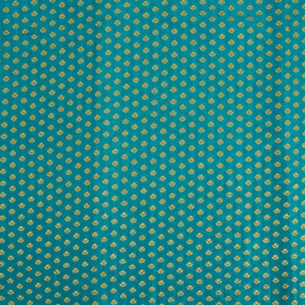 Rama Blue Colour Gold Floral Butti Jacquard Art Silk Fabric 