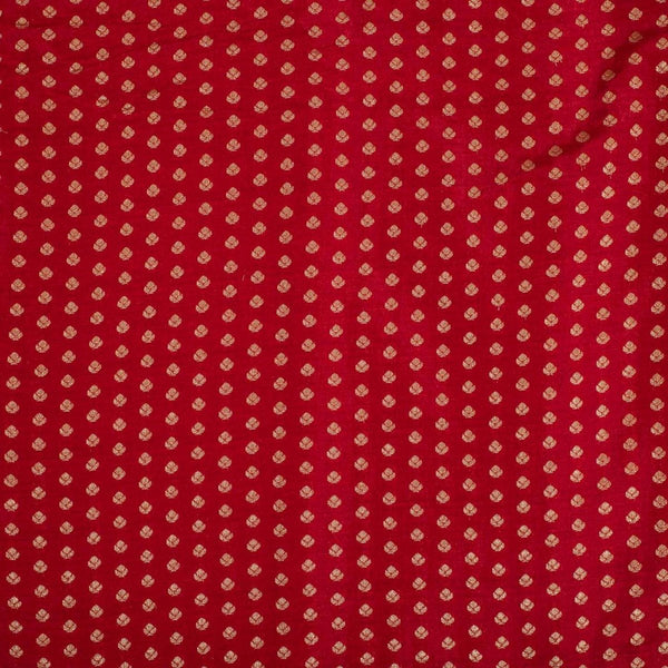 Red Colour Gold Floral Butti Jacquard Art Silk Fabric 