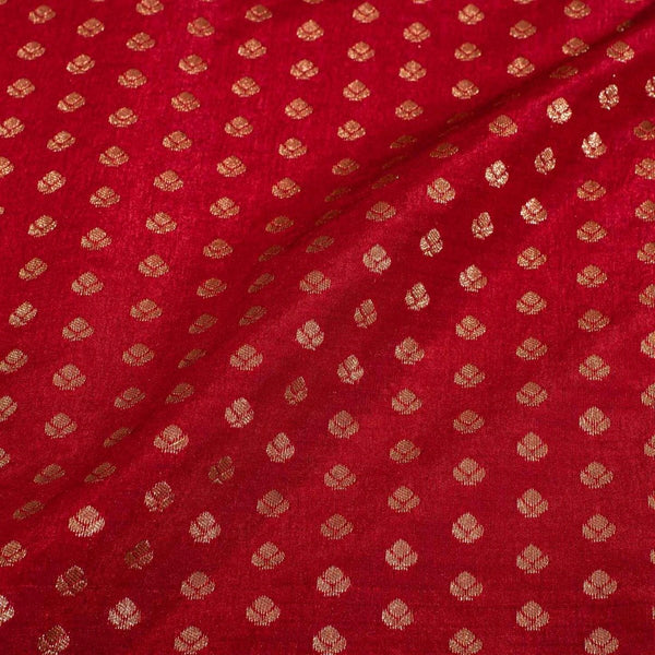 Red Colour Gold Floral Butti Jacquard Art Silk Fabric 