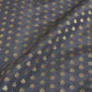 Steel Grey Colour Gold Floral Butti Jacquard Art Silk Fabric 
